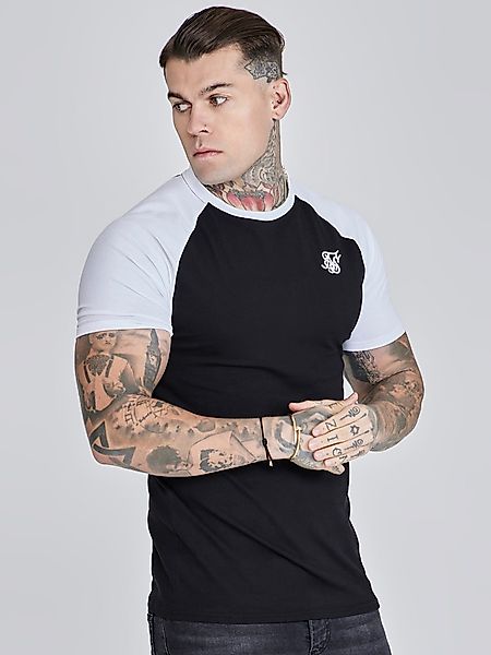 Siksilk T-Shirt SikSilk Herren Schwarz-Weiß Raglan günstig online kaufen