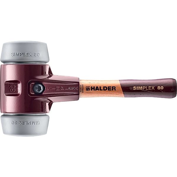 Halder Simplex Schonhammer Ø 80 mm TPE-mid Grau Kurzer Stiel mit Temperguss günstig online kaufen