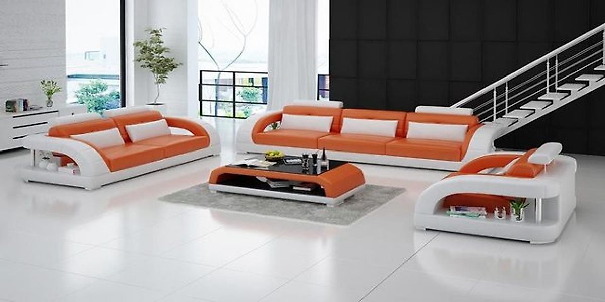 JVmoebel Sofa Design Ledersofa Couch Garnituren 3+2+1 Sitzer Garnitur Sofag günstig online kaufen