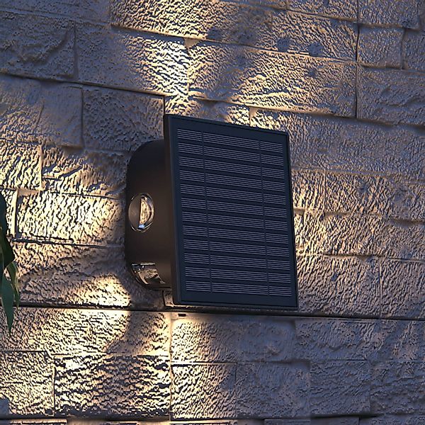 Calex Solar-LED-Außenwandleuchte Altamura, indirekt, schwarz günstig online kaufen
