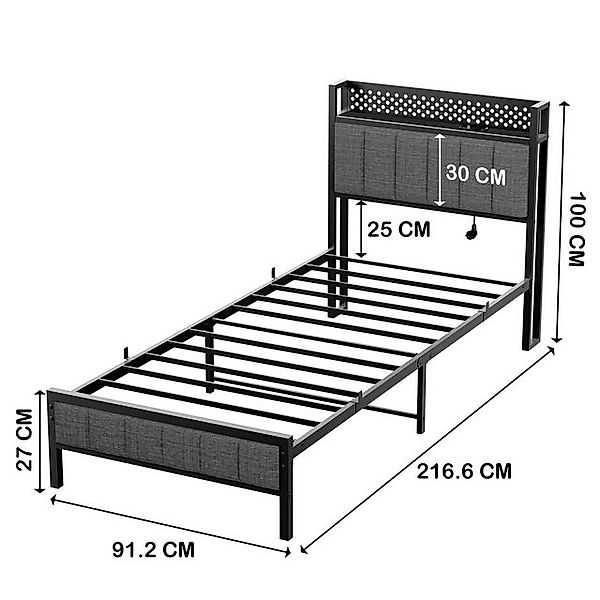 HAUSS SPOLE Polsterbett Metallbett Bettgestell Jugendbett mit USB-Port, LED günstig online kaufen