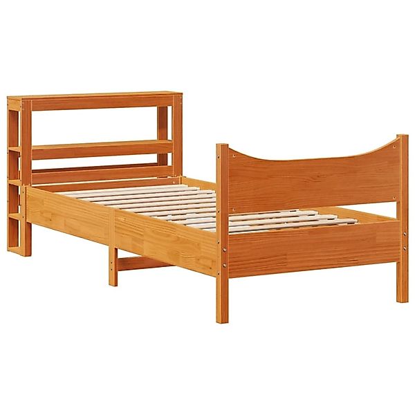 vidaXL Massivholzbett mit Kopfteil Wachsbraun 75x190 cm Kiefer 3306329 günstig online kaufen