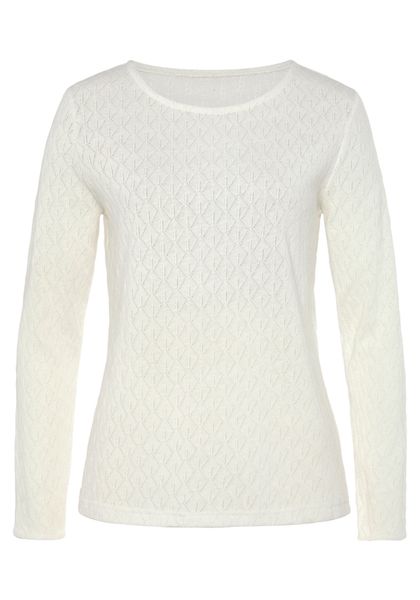 Vivance Langarmshirt "mit modischem Ajour-Muster" aus weichem Baumwollstric günstig online kaufen