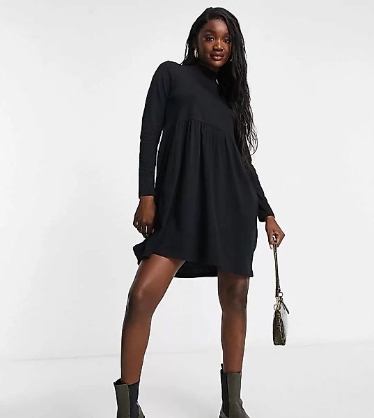 Brave Soul Tall – Lizzie – Hochgeschlossenes Hängerkleid in Schwarz günstig online kaufen