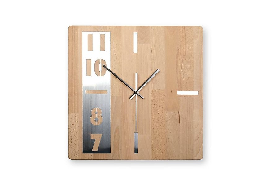 Kreative Feder Wanduhr Designer-Wanduhr „Timeline“ aus massivem Echtholz (m günstig online kaufen