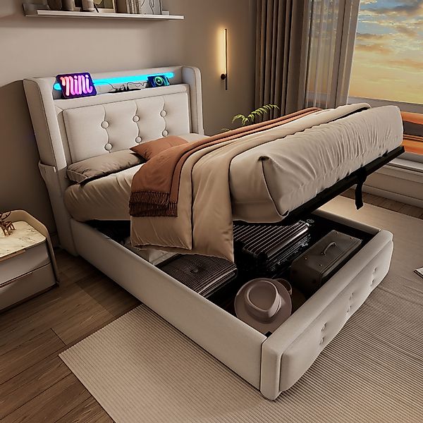 Flieks Polsterbett, LED Einzelbett 90x200cm mit günstig online kaufen