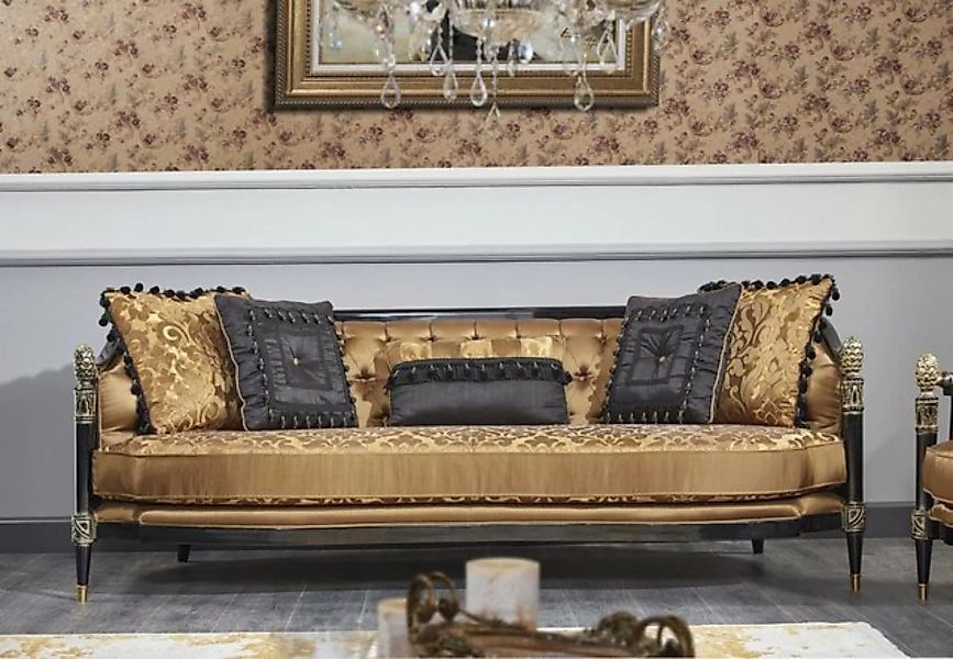 Casa Padrino Chesterfield-Sofa Luxus Barock Chesterfield Sofa Gold / Schwar günstig online kaufen
