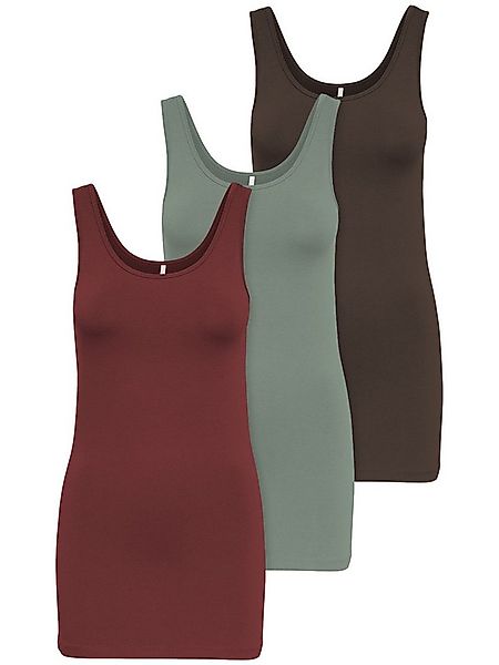ONLY Tanktop Live Love (3-tlg) Lange Tops, elastische Baumwollqualität günstig online kaufen