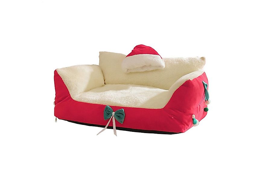 Ledander Tierbett Katzensofa, Weihnachtsstuhl mit Weihnachtsmannmütze, Katz günstig online kaufen