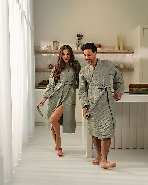 kayori Bademantel "Geisha" hochwertiger Waffel-Piqué günstig online kaufen