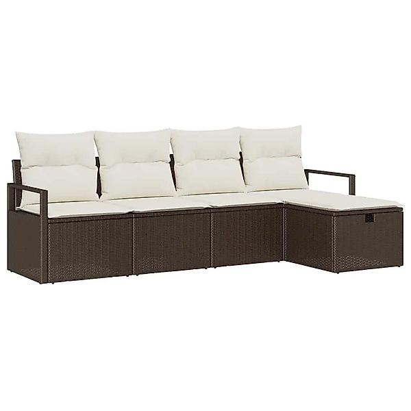 vidaXL Sofa Set mit Kissen mit Speicher Braun und Creme Poly-Rattan 3359157 günstig online kaufen