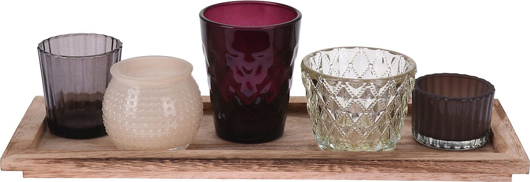 Koopman Teelichthalter Set mit verschiedenen Gläsern - 6 tlg. günstig online kaufen