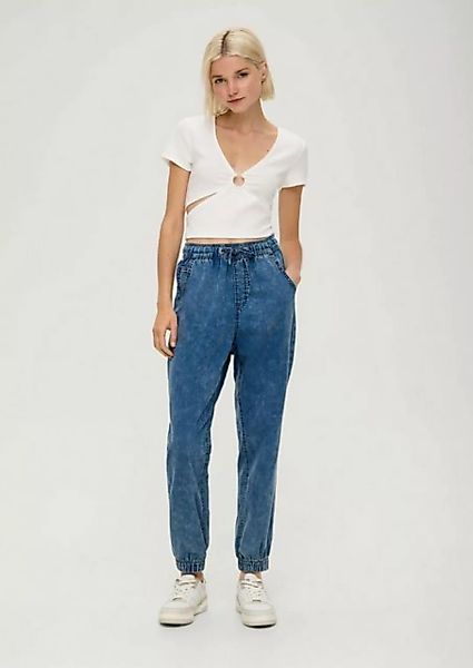 QS 7/8-Hose Ankle-Jeans / Relaxed Fit / High Rise / Semi Wide Leg Waschung, günstig online kaufen