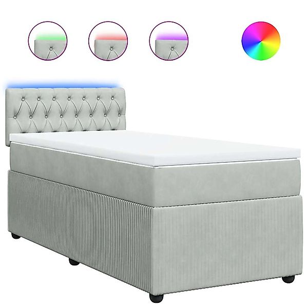 vidaXL Boxspringbett mit Matratze Hellgrau 90x190 cm Samt 3289920 günstig online kaufen