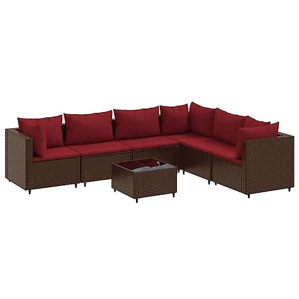 vidaXL 7-Tlg Garten-Lounge-Set mit Kissen Braun Poly Rattan 3308149 günstig online kaufen