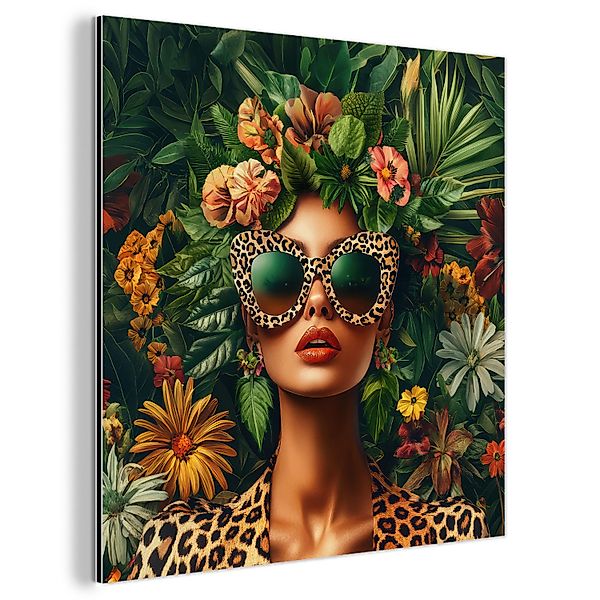 MuchoWow Metallbild Frau - Pantherdruck - günstig online kaufen