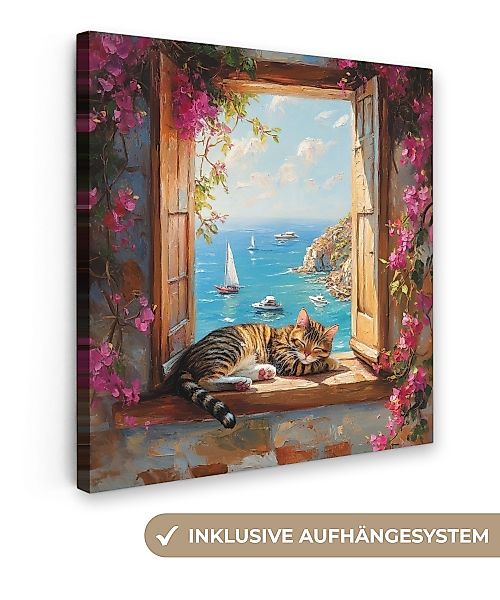 OneMillionCanvasses® Leinwandbild Katze - Blaues Meer günstig online kaufen