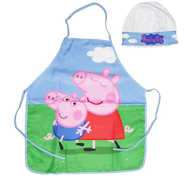 Peppa Pig Kochschürze Peppa Wutz Pig George Kinder Backschürze mit Mütze 3- günstig online kaufen