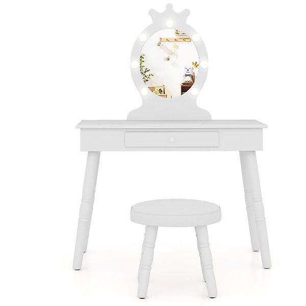 COSTWAY Schminktisch Kinderschminktisch mit Hocker, mit günstig online kaufen