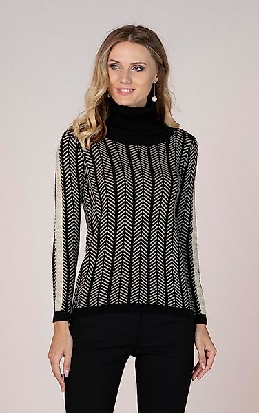 Passioni Rollkragenpullover mit geometrischen Glitzerstreifen günstig online kaufen
