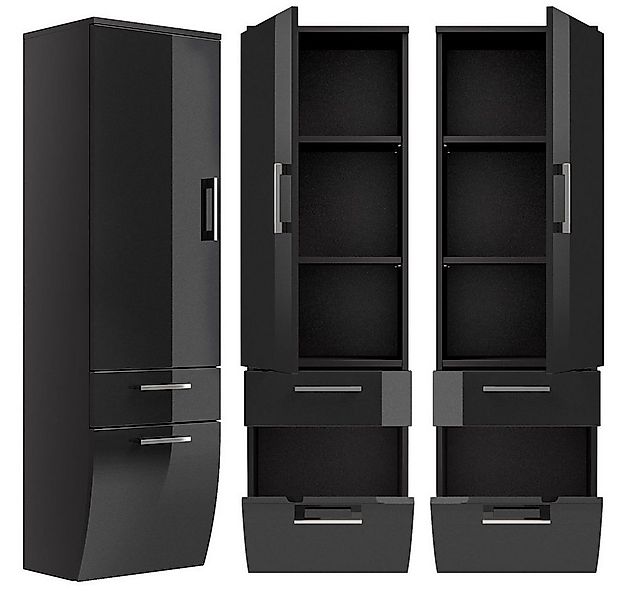 Lomadox Hochschrank RIMAO-100 Hochglanz anthrazit, B x H x T ca.: 40 x 134, günstig online kaufen