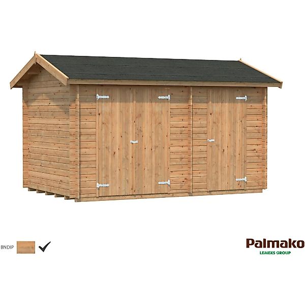 Palmako Jari Holz-Gartenhaus Braun Satteldach Tauchgrundiert 410 cm x 240 c günstig online kaufen
