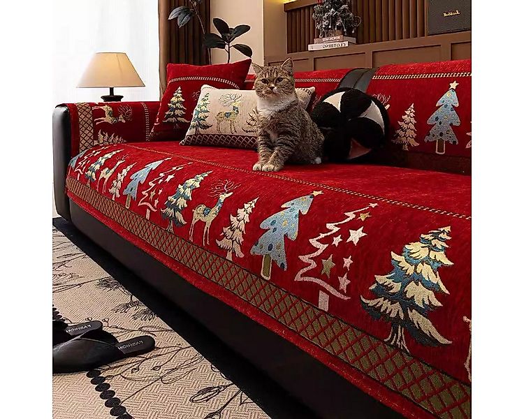 Bellaro Life Sofaschoner Weihnachts-Sofaschoner Set: Rot-Grün Muster, Hund günstig online kaufen
