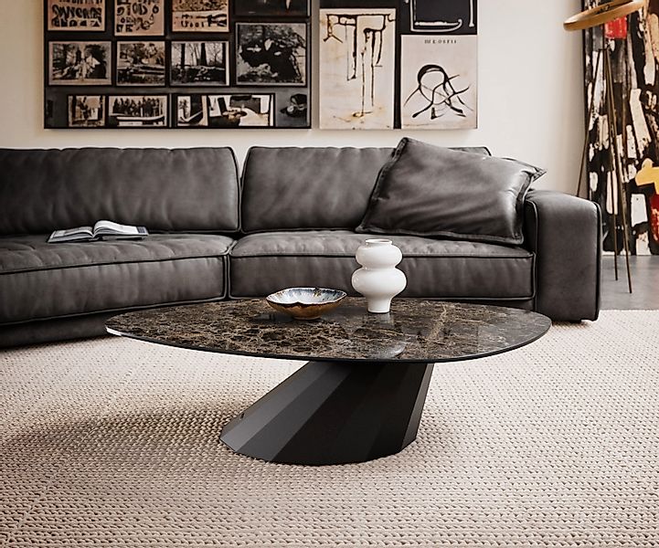 Couchtisch Edge Organisch 140x76 cm Keramik Laminam® Emperador Extra Lucida günstig online kaufen
