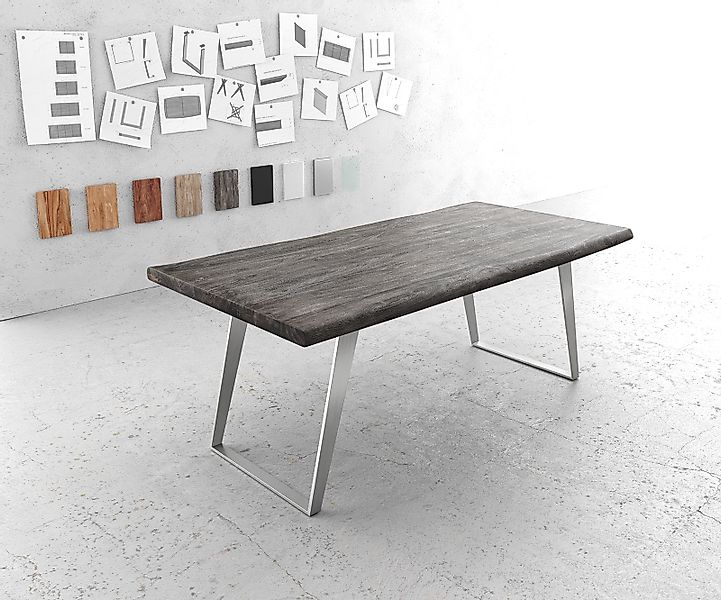 DELIFE Esstisch Edge, Akazie Platin 200x100 günstig online kaufen