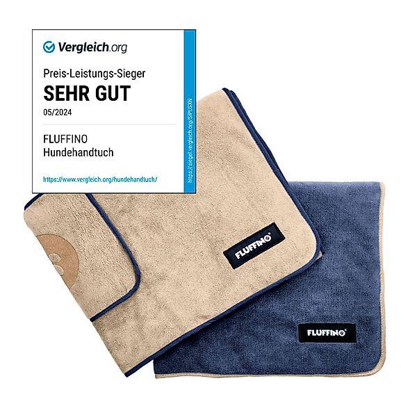 FLUFFINO® Hundehandtuch Mikrofaser 2er-Pack 120x70cm Beige günstig online kaufen