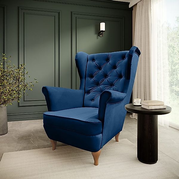 Beautysofa Ohrensessel Sessel FALCO Chesterfield Wohnzimmersessel günstig online kaufen
