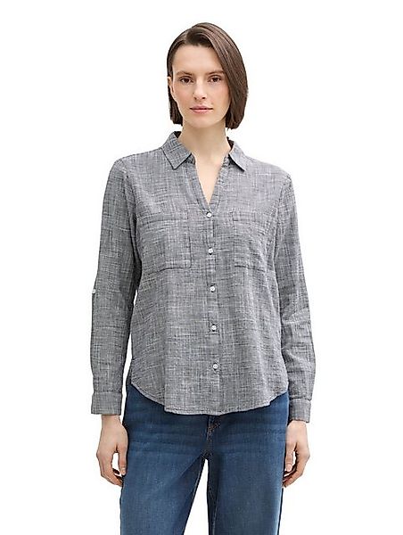 TOM TAILOR Blusenshirt Langarm Hemd mit 2 Brusttaschen blouse with slub str günstig online kaufen