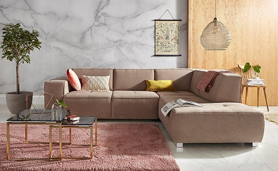 INOSIGN Ecksofa "Sapporo L-Form" wahlweise Bettfunktion oder Sitztiefenvers günstig online kaufen