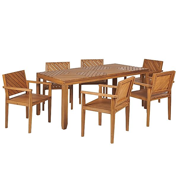 Beliani Gartentisch Set BARATTI Heller Holzfarbton günstig online kaufen