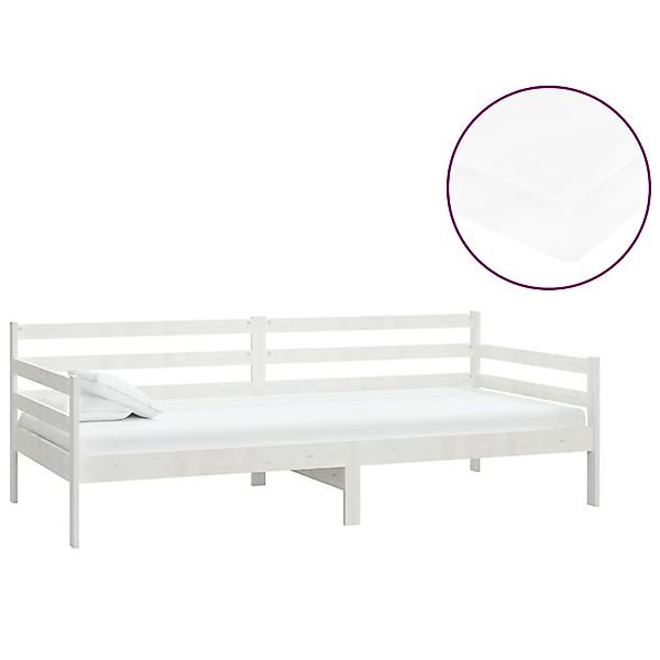 vidaXL Tagesbett mit Matratze 90x200 cm Weiß Kiefer Massivholz 3083600 günstig online kaufen