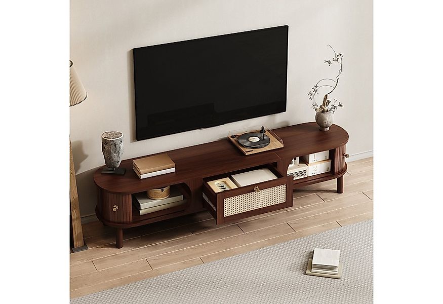 STILVORA Lowboard mit Rattan-Schubladen,TV-Schrank Fernsehschrank mit Holzs günstig online kaufen
