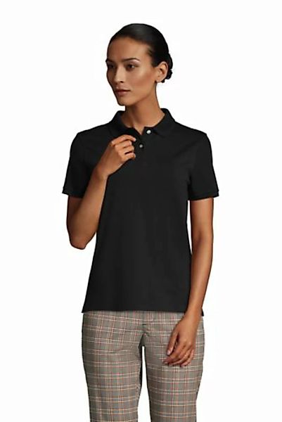 Piqué-Poloshirt, Damen, Größe: M Normal, Schwarz, Baumwolle, by Lands' End, günstig online kaufen
