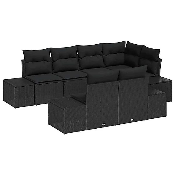 vidaXL Gartensofa-set mit Speicher 7-Tlg Schwarz Poly-Rattan 3355772 günstig online kaufen