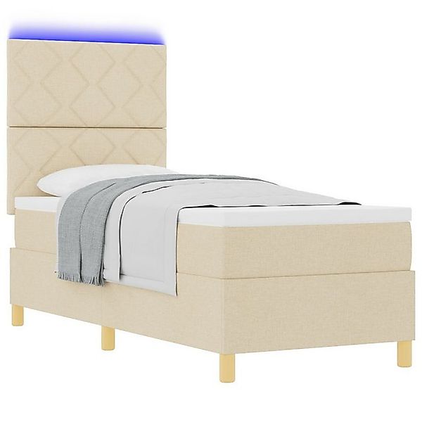vidaXL Bett Boxspringbett mit Matratze & LED Creme 80x200 cm Stoff (1-tlg) günstig online kaufen