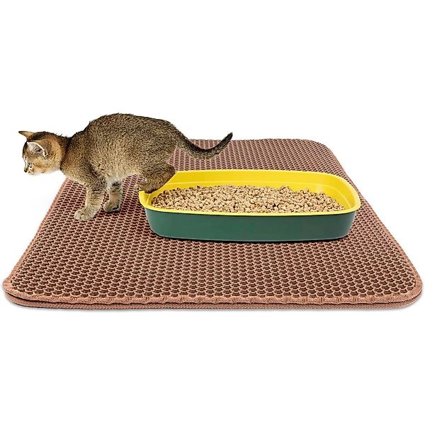 KARAT Katzenstreumatte Charly in Wabendesign Abwaschbar Braun 61 x 38 cm günstig online kaufen