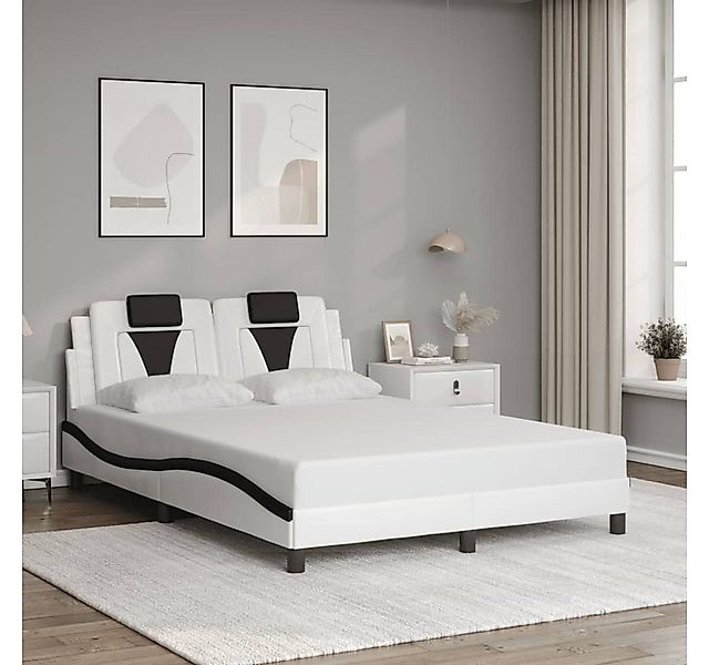 furnicato Bettgestell mit Kopfteil Weiß und Schwarz 120x200 cm Kunstleder ( günstig online kaufen