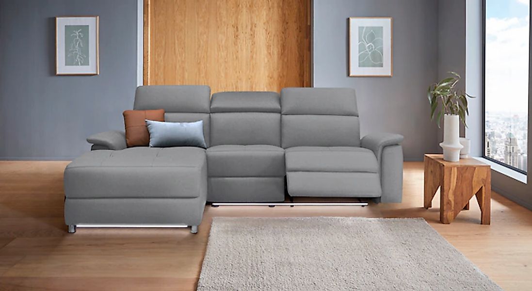 Home affaire Ecksofa »Pareli, L-Form, 259cm,m. Recamiere, Echtleder, Kunstl günstig online kaufen