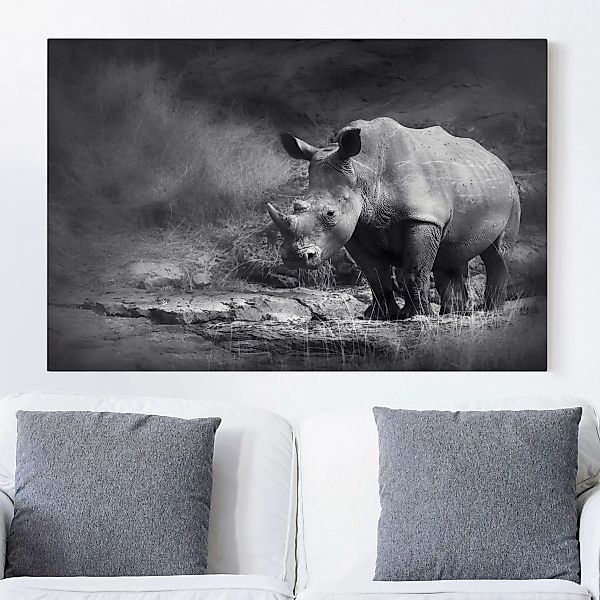 Leinwandbild Tiere - Querformat Lonesome Rhinoceros günstig online kaufen