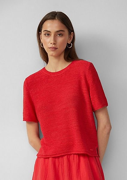 QS Kurzarmpullover Strickpullover Kurzarmpullover aus Bändchengarn günstig online kaufen