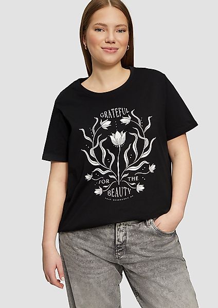 QS Kurzarmshirt Baumwollshirt mit Fronprint günstig online kaufen