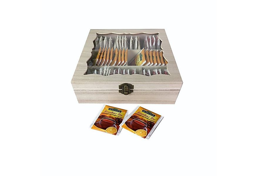 Mojawo Gewürzbehälter Teebox Holz Natur mit Glasdeckel 8 Fächer günstig online kaufen