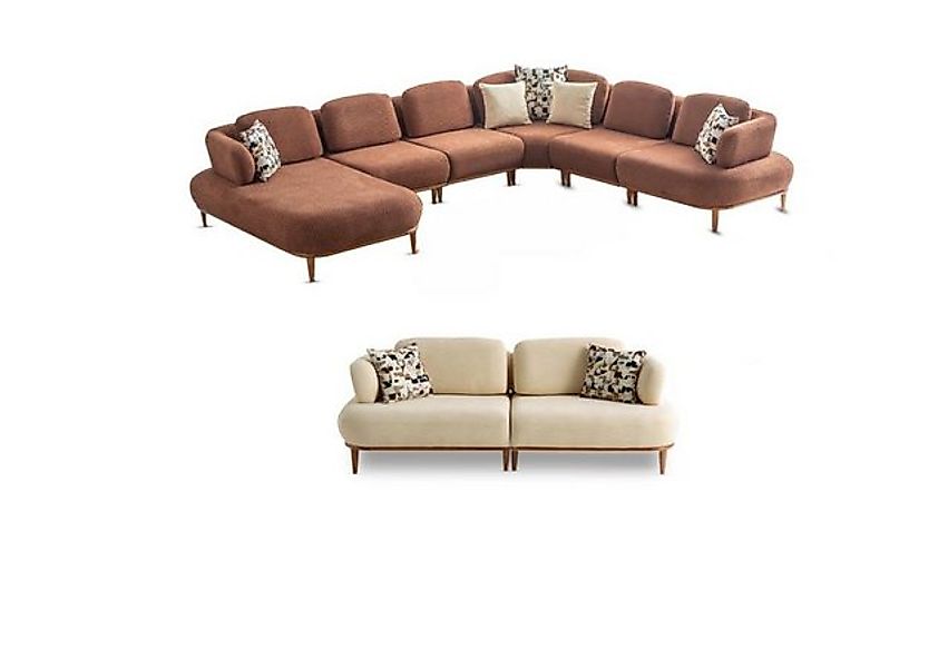 Xlmoebel 3-Sitzer Sofa-Garnitur U-Form Zeitgemäßes Drei-Sitzer-Sofa Polster günstig online kaufen