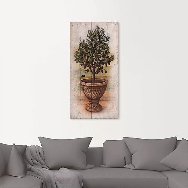 Artland Leinwandbild »Olivenbaum mit Holzoptik«, Pflanzen, (1 St.), auf Kei günstig online kaufen