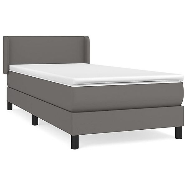 vidaXL Boxspringbett, Boxbett mit Matratze Grau 80x200 cm Kunstleder günstig online kaufen