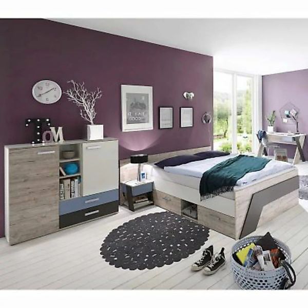 Lomadox Jugendzimmer mit Bett 140x200 cm und Schreibtisch 4-teilig LEEDS-10 günstig online kaufen